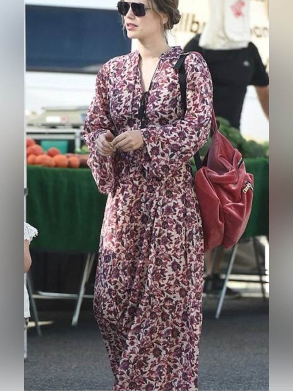 DÔEN Prem Dress in Plum Multi. Size XS